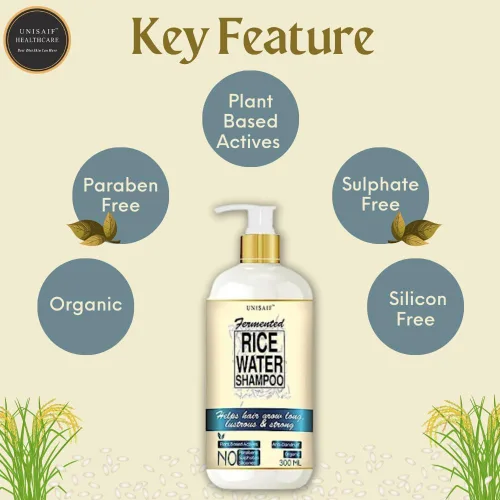 Champú para el crecimiento del cabello Rice Water 10.1 fl oz – Champú espesante natural y orgánico para la pérdida y adelgazamiento del cabello –
