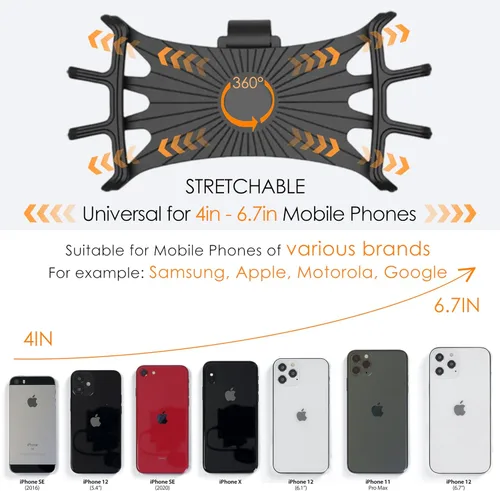 Miniatura 3 de Soporte de teléfono para bicicleta 2026, paquete de 2, soportes de silicona con rotación de 360° para iPhone y Samsung, para la mayoría de teléfonos