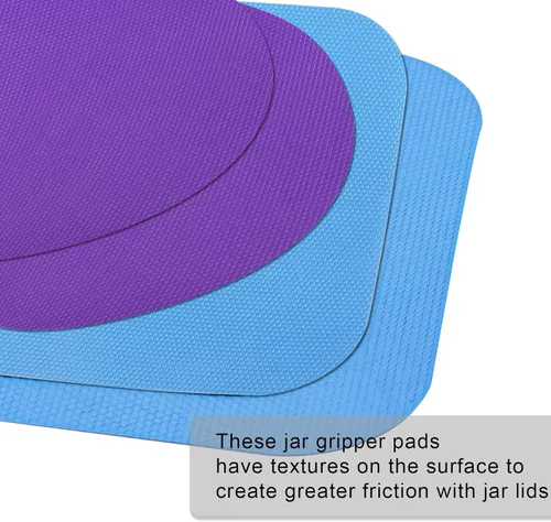 Miniatura 4 de 4 almohadillas para abridor de tarros, agarres de goma para tarros, abridor de tarros multifunción para personas mayores con posavasos de manos Azul
