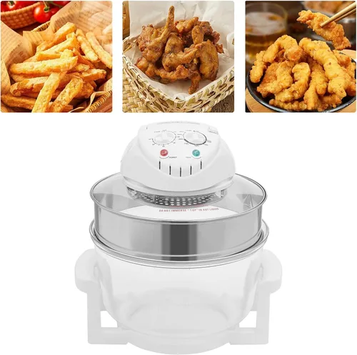 Miniatura 7 de Horno de convección halógeno con freidora de aire de 18 cuartos de galón con vidrio transparente, 1400 W, temperatura ajustable y perillas