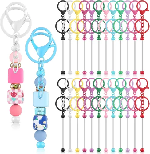 Miniatura 13 de Tondiamo 24 piezas de barras de llavero con cuentas a granel para kit de fabricación de llaveros, regalos para mujeres y hombres, manualidades DIY