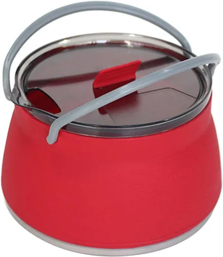 Miniatura 9 de Cacerola plegable, utensilios de cocina para campamento, senderismo, silicona plegable, hervidor de agua con tapa, utensilios de cocina, viaje, Azul