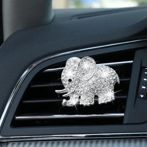 Miniatura 7 de Frienda - Accesorios brillantes para coche con elefante de imitación de diamante, ambientador para decoración interior del coche para mujeres, clip
