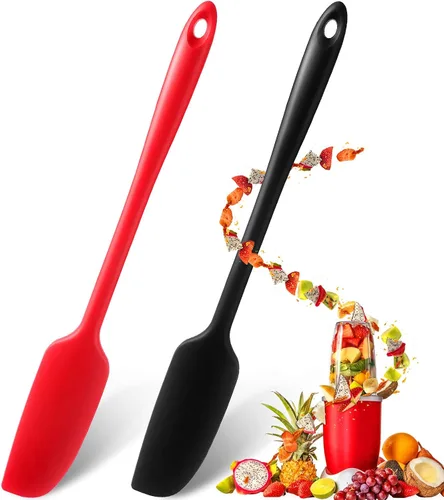 Miniatura 9 de Patelai 2 piezas de espátulas de silicona con mango largo, raspador de goma antiadherente, resistente al calor, espátula de silicona para frascos
