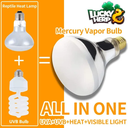 Miniatura 2 de LUCKY HERP Bombilla de calor de vapor UVA+UVB de 160 vatios, lámpara de alta intensidad autobalastada para reptiles y anfibios, lámpara solar