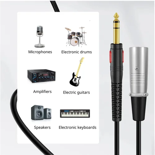 Miniatura 5 de TNP XLR a 1/4 TRS - Cable equilibrado de 3 pies – XLR macho a 1/4 de pulgada de 1/4 de pulgada de 0.250 in de interconexión estéreo de audio chapado
