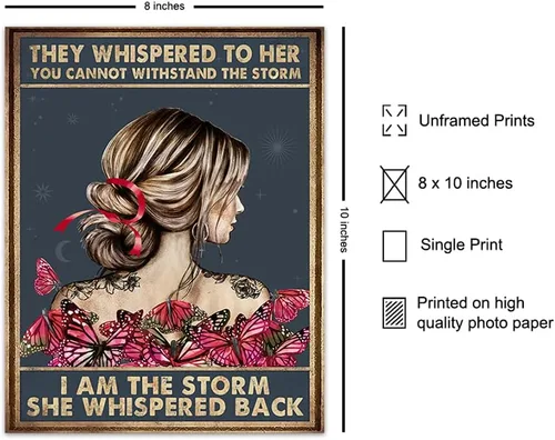Miniatura 2 de They Whispered to Her You Cannot Withstand The Storm - Arte de pared con cita inspiradora - Decoración de pared de mariposa - Regalos motivacionales