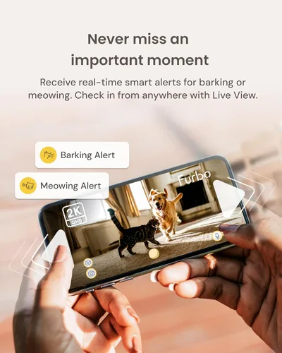 Miniatura 3 de Furbo Mini 360° [Nuevo] Cámara para mascotas 2K QHD: Dispensador de premios giratorio para perros y gatos con aplicación para teléfono, cámara