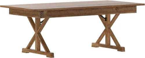 Miniatura 14 de Flash Furniture HERCULES Mesa de Granja Plegable Rectangular de Pino Macizo Rústico Antiguo de 7' x 40", Color Natural Claro