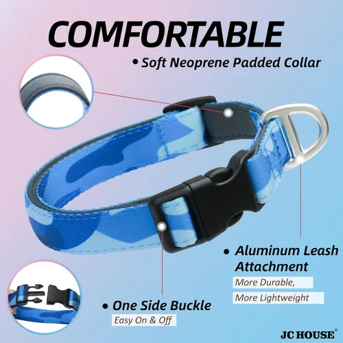 Miniatura 3 de Collar de perro acolchado suave, cuello de 16 a 25 pulgadas, collar ajustable resistente con logotipo reflectante 3M para perros medianos y grandes