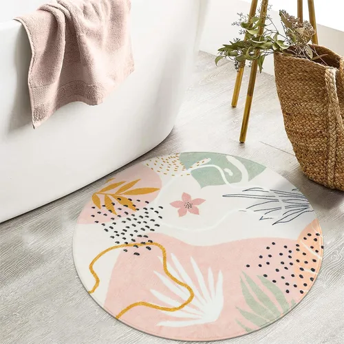 Miniatura 6 de Lahome Alfombras de Área Redondas Boho Rosa de 3 Pies - Alfombra Circular Pequeña Suave y Bonita para Habitación de Niños y Guardería, Lavable