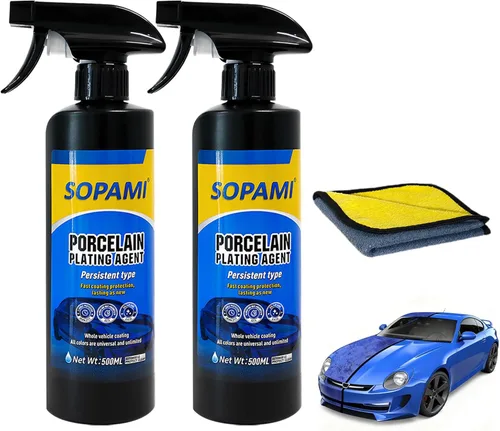 SOPAMI Paquete de 2 aerosoles avanzados para revestimiento de automóvil, esmalte de acción rápida y cera para eliminación de arañazos, lavado sin