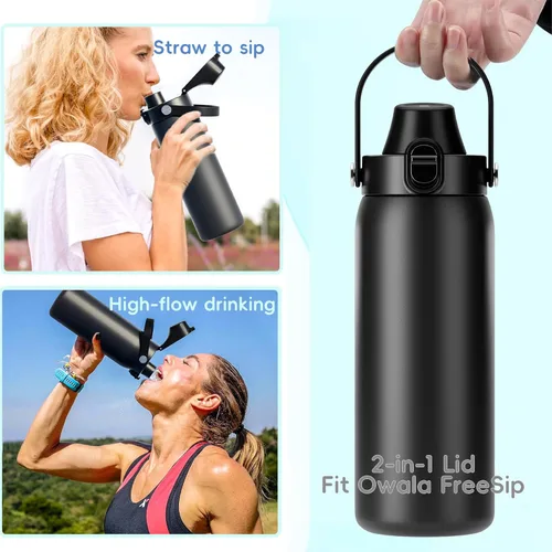 Miniatura 5 de Tapa 2 en 1 para botella de agua Owala Freesip, tapa de repuesto para Owala de 16 onzas, 24 onzas, 25 onzas, 32 onzas, 40 onzas, tapa superior