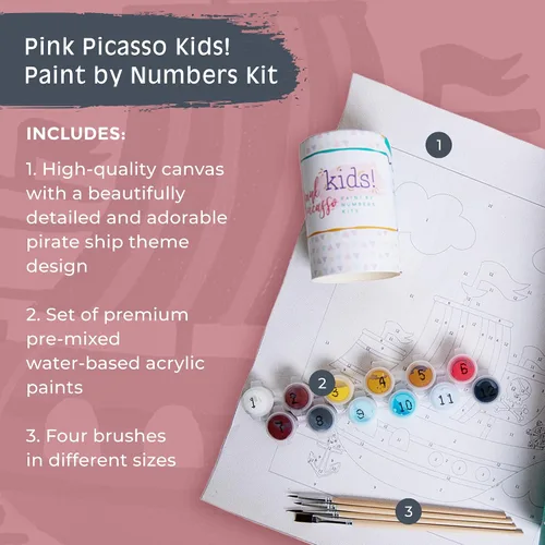 Miniatura 2 de Pink Picasso Kits de pintura por números para niños de 5 a 12 años Juego de pintura para niños principiantes de 8 x 10 pulgadas, kit de pintura