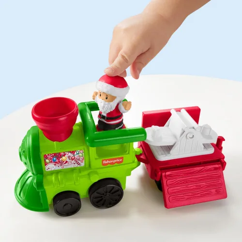 Miniatura 3 de Fisher-Price Little People - Tren musical navideño para niños pequeños con figuras de Santa, elfo y reno para juego de rol para niños de 1+ años