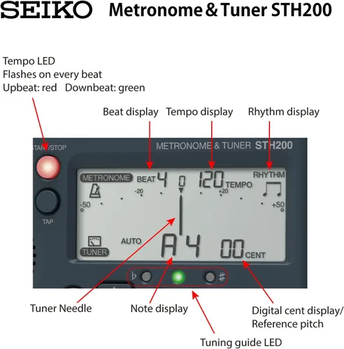 Miniatura 5 de Seiko Chromatic Tuner and Metronome with Tones (STH-200B)