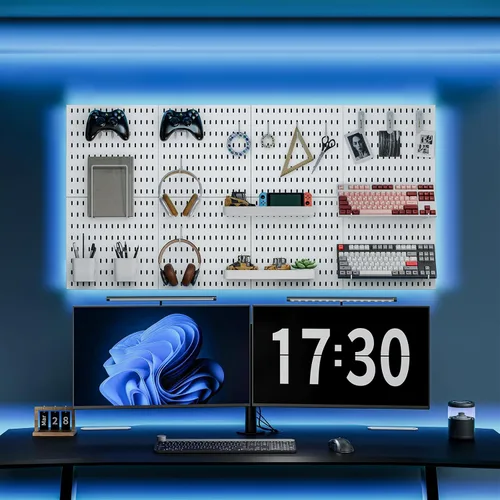 Miniatura 2 de MULSAME Kit combinado de tablero de clavijas, juego de almacenamiento montado en la pared con 4 tableros de clavijas y 14 accesorios para colgar