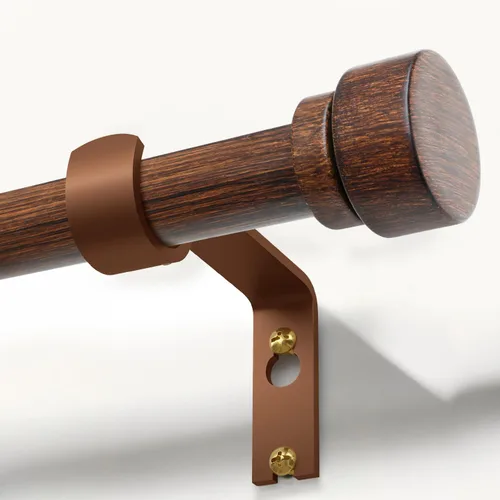 Miniatura 15 de Lootkell Barras de cortina de madera para ventanas de 66 a 120 pulgadas de diámetro, bohemio, decorativo, resistente, largo, ajustable, con diseño