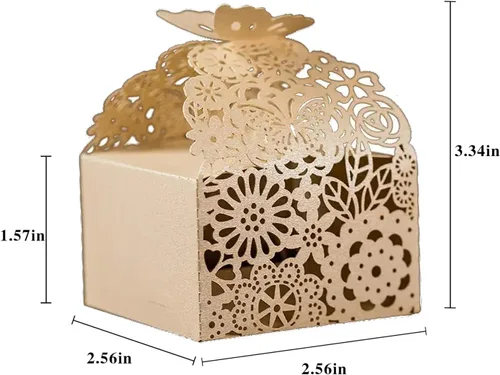 Miniatura 2 de Cajas de dulces con corte láser, diseño floral, 50 unidades, para aniversarios, fiestas, bodas, cajas para regalo