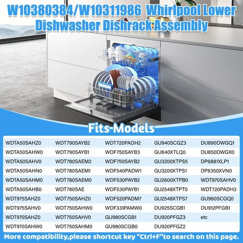 Miniatura 5 de Upgrade W10311986/W10380384 - Estante inferior para lavavajillas diseñado para Whirlpool Piezas de estante de lavavajillas WDT750SAHZ0 WDTA50SAHZ0