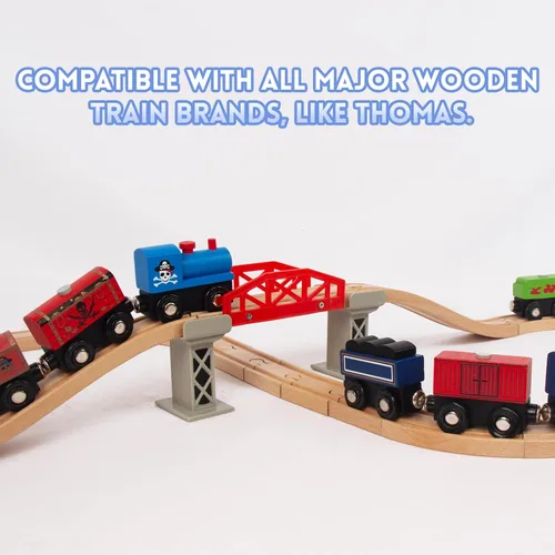 Miniatura 4 de Conjuntos de Trenes de Madera para Niños Pequeños, 9 Piezas de Tren de Juguete Magnético Compatible con Brio, Thomas, Melissa y Doug, para Niños