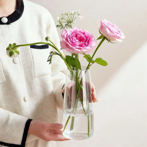 Miniatura 4 de Jarrón de cristal transparente, florero para centro de mesa, decoración del hogar, jarrones modernos para sala de estar, boda, oficina, mesa