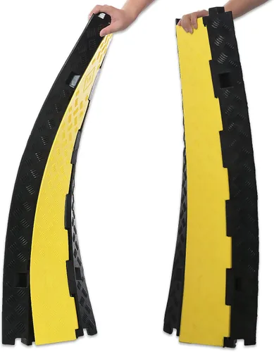 Miniatura 6 de CXRCY Rampa de cable, 1 paquete de 5 canales, protector de cable de goma de PVC, capacidad de 18,000 libras, resistente, protección de canales