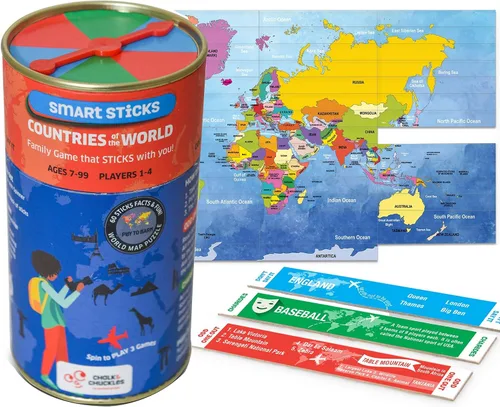 Chalk and Chuckles Smart Sticks Países del Mundo, regalos para niños de 8 a 12 años, idea de regalo de aprendizaje genial para adolescentes y niñas