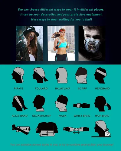 Miniatura 33 de Máscara facial con protección contra el polvo, aerosoles UV, reutilizable, lavable, polaina para el cuello