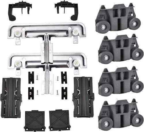 AMI PARTS W10712394 Kit de ajustador de estante de lavavajillas y 4 unidades W10195417V W10195417 Ruedas para lavavajillas Ruedas inferiores para