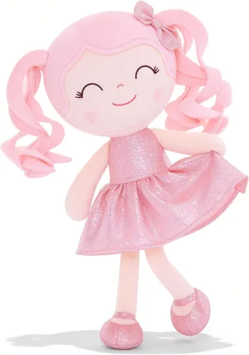 Miniatura 20 de Gloveleya Muñeca Baby Dolls Soft Rag Doll Baby Girl Regalos Curly Spring Girl - Naranja 9 pulgadas
