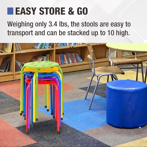 Miniatura 6 de Norwood Muebles Comerciales Taburetes Apilables para Niños y Adultos, 17.75" Altura Estándar Taburetes Portátiles Anidables de Oficina y Aula