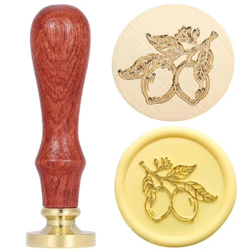 Miniatura 12 de Yoption Sello de cera de rama de olivo, cabeza de latón vintage, sello de cera de sellado de empuñadura de madera para boda, Navidad, fiesta