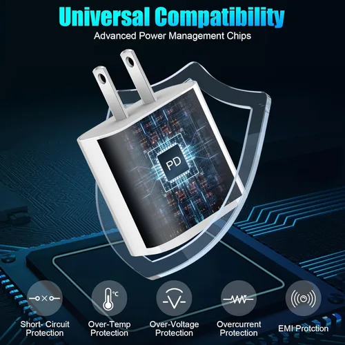 Miniatura 5 de Carga rápida para iPhone 17 y 16, paquete de 20 W, bloque de carga USB C de Apple con cable de carga USB C a C de 6 pies para iPhone 17 Pro max/17