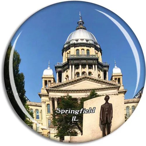 Springfield Illinois State Capitol USA Magnet Travel Souvenir 3D Crystal Glass Collection Gift Refrigerator Sticker