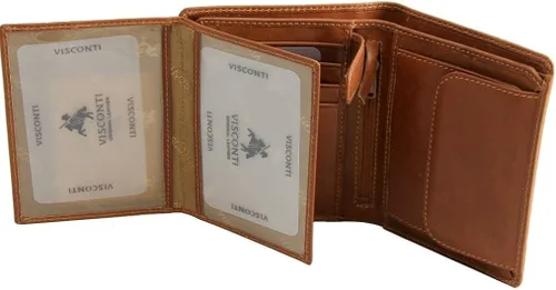 Miniatura 8 de Visconti VCN-16 Tri Fold - Billetera grande con tarjetero para identificación o pasaporte, color marrón italiano