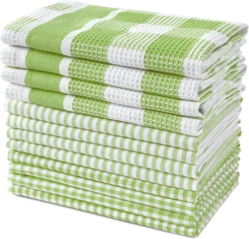 Miniatura 66 de LANE LINEN Juego de 6 paños de cocina de algodón para secar platos, 18 x 28 pulgadas, absorbentes, de secado rápido, color beige 07: Amarillo