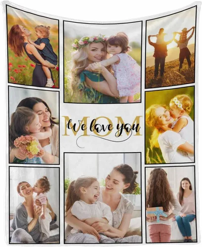 Miniatura 18 de InterestPrint Regalos personalizados para mamá, manta personalizada con fotos y fotos familiares, regalos de cumpleaños para el día de la madre