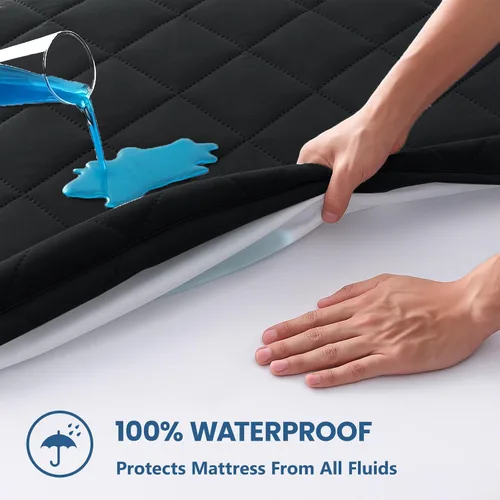Miniatura 3 de Protector de colchón tamaño individual, protector de colchón impermeable ajustable hasta 16 pulgadas de profundidad, funda de colchón suave