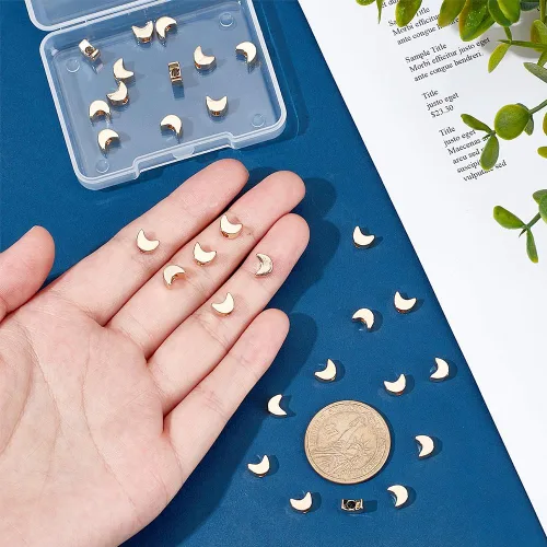 Miniatura 3 de PH PandaHall 60 cuentas espaciadoras de luna doradas, metal dorado de 14 quilates, dije de estrella de latón, cuentas sueltas para manualidades