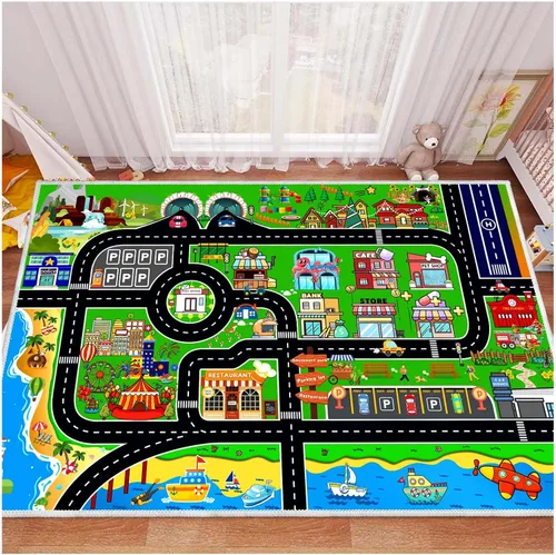 Miniatura 9 de Alfombra de coche para niños, alfombra de avión, alfombra de juego para autos de juguete, alfombra de pista de estacionamiento del aeropuerto