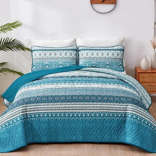 Miniatura 19 de WONGS BEDDING Juego de edredón bohemio tamaño Queen, juego de ropa de cama bohemio negro, colcha ligera para decoración de cama para todas