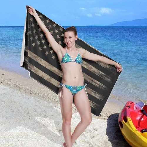 Miniatura 6 de senya Toallas de playa finas para mujeres y hombres, bandera estadounidense con camuflaje del desierto, toallas de playa de gran tamaño de secado
