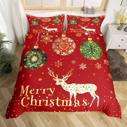 Miniatura 20 de Funda de edredón de Papá Noel, juego de ropa de cama para niños, funda de edredón de flores rosas para decoración de habitación de niños y niñas