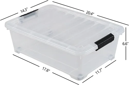 Miniatura 3 de Kiddream Paquete de 3 cajas de almacenamiento con ruedas de 20 cuartos de galón, contenedor de almacenamiento de plástico transparente debajo