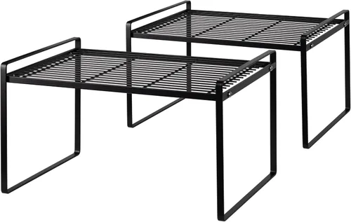Miniatura 12 de Shantton Paquete de 2 estantes de gabinete de cocina, estante organizador de despensa, baño, dormitorio, oficina, mesa, escritorio, ahorro