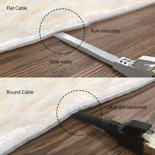 Miniatura 5 de Jadaol Cable Ethernet Cat 8 de 20 pies, cable de conexión LAN Cat8 plano de 40 Gbps 2000 MHz RJ45 S/FTP, cable de red Cat8 de alta velocidad