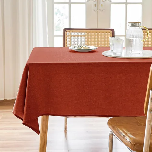 Miniatura 36 de AUSSPVOCT 2 manteles de lino texturizado para mesa rectangular, 52 x 70 pulgadas, mantel rectangular impermeable, lavable, tela para mesa