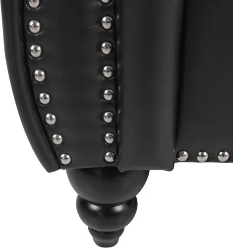 Miniatura 5 de ONCIN Chesterfield - Sofá de cuero para sala de estar, sofá de 3 plazas, sofá copetudo, piel sintética con brazos enrollados y cabeza de clavo