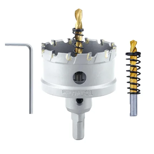 Miniatura 24 de Luomorgo 1-1/2" 1.496 in TCT Sierra de agujero de carburo de tungsteno con punta de carburo de tungsteno con 2 brocas piloto chapadas en titanio